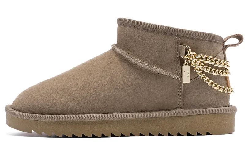 Qianbaidu C°BANNER Other Warm Shearling Plush Comfort Short-Leg Snow Boots Women’s Antelope Brown