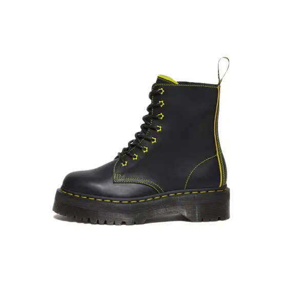 Dr.Martens Jadon Ii Boot Neon Star Leather Platforms 'Black Yellow'