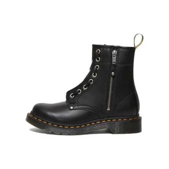 Dr.Martens 1460 Double Zip Leather Lace Up Boots 'Black' Women's