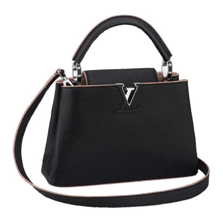 LOUIS VUITTON Capucines Cow Leather Kapsyn Handbag, Shoulder Bag, Crossbody Bag Regular Women's Petal Black