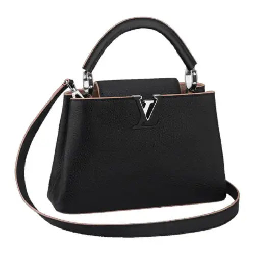 LOUIS VUITTON Capucines Cow Leather Kapsyn Handbag, Shoulder Bag, Crossbody Bag Regular Women's Petal Black