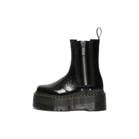 Dr.Martens 2976 Max Distressed Patent Chelsea Platform Boots 'Black' Women's