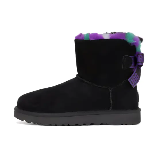 UGG Mini Bailey Bow Plaid Punk Boot 'Black Purple' Women's