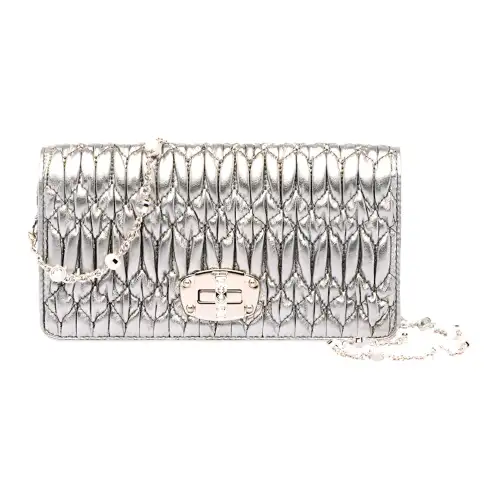 MIU MIU Lambskin Crossbody Bag Women's Silver