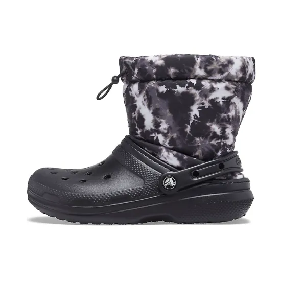Crocs Classic Lined Neo Puff Tie Dye Boots 'Black White'