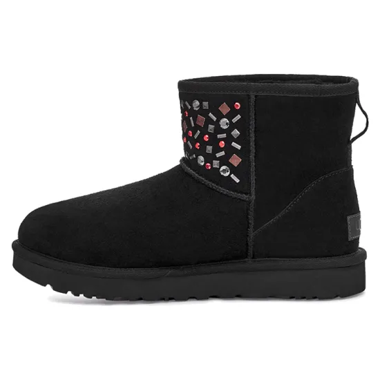 UGG Classic Mini Stud Ii Rivets Snow Boots Black Women's
