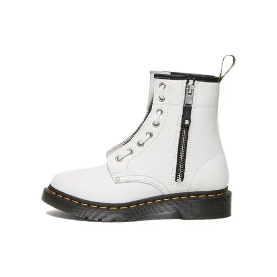 Dr.Martens 1460 Double Zip Leather Lace Up Boots 'White' Women's