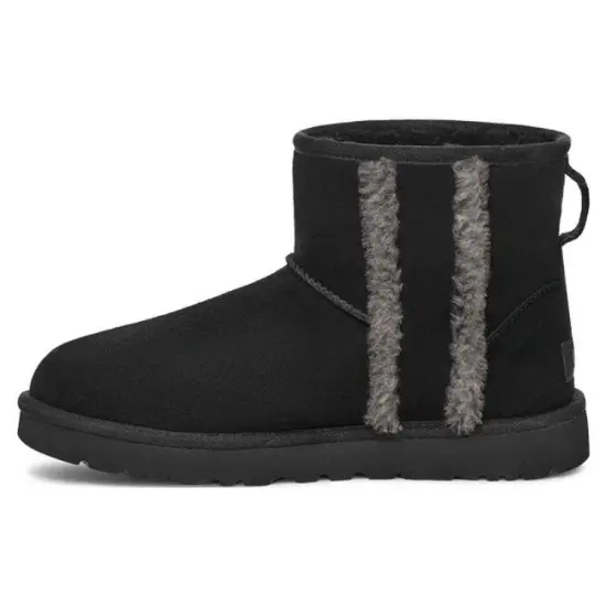 UGG Classic Mini Shearling Logo 'Black' Women's