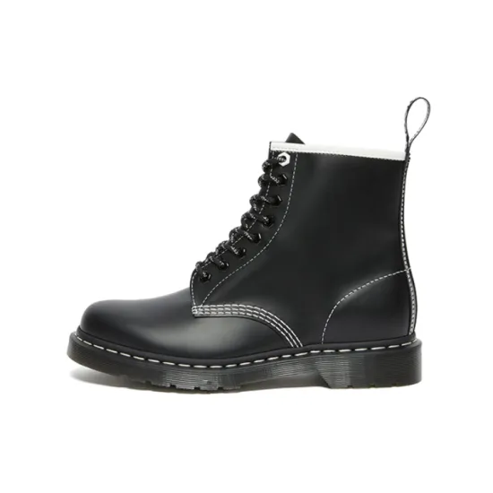 Dr.Martens 1460 Contrast Stitch Leather Lace Up Boots 'Black Smooth Leather' Women's