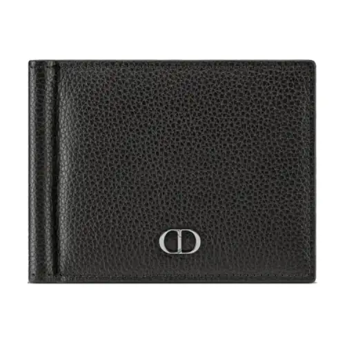 DIOR Grain Cow Leather Ticket Clip, Wallet, Card Holder Men's Black