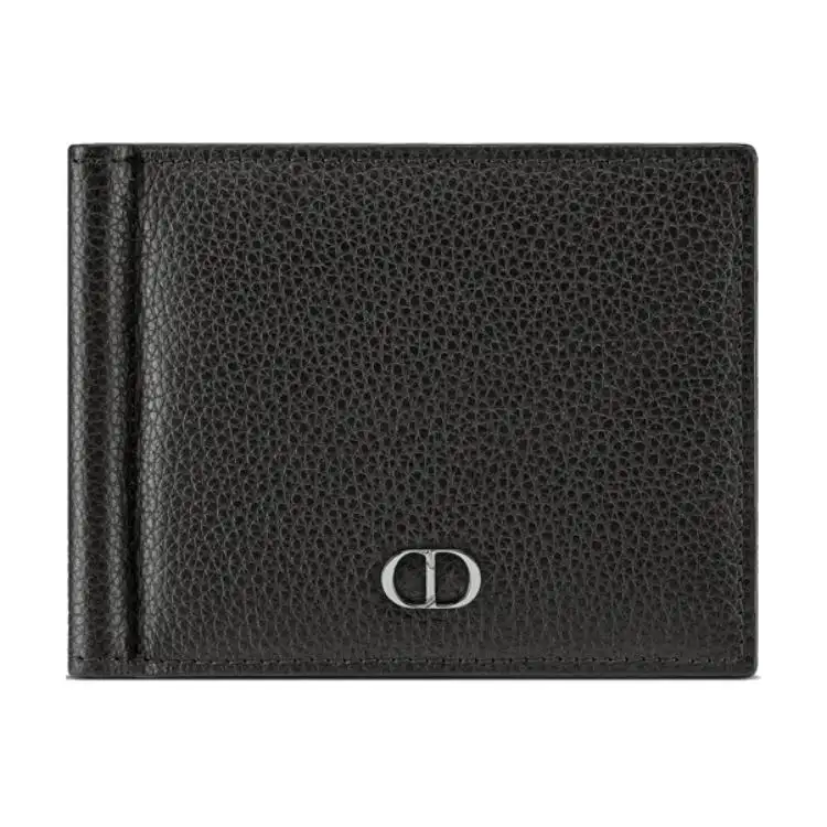 DIOR Grain Cow Leather Ticket Clip, Wallet, Card Holder Men's Black