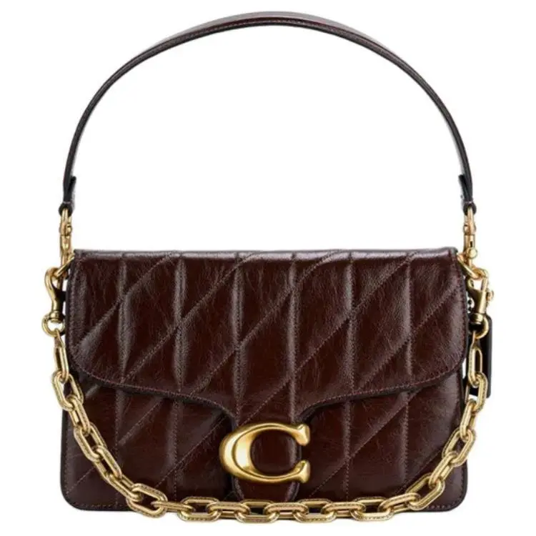 COACH Chain Cow Leather Shoulder Bag Medium Women's Maple Leaf