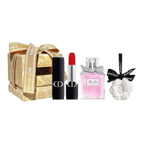 DIOR Dior Sweetheart Perfume Dior Bright Blue Gold Lipstick Makeup Set Velvet Glitter Satin Natural