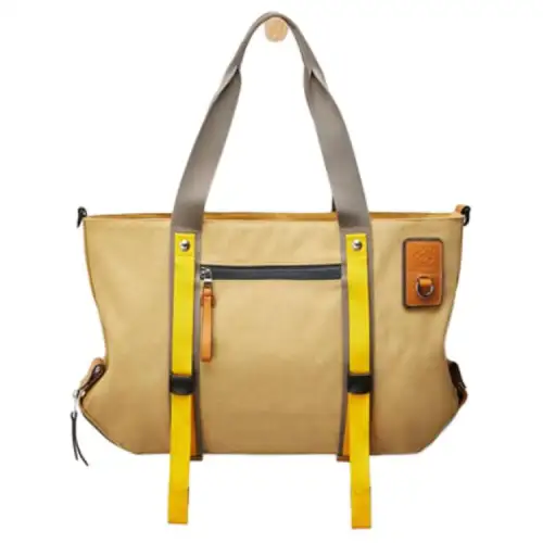 LOEWE Zip Closure Canvas Bag, Handbag, Shoulder Bag Men's Gold