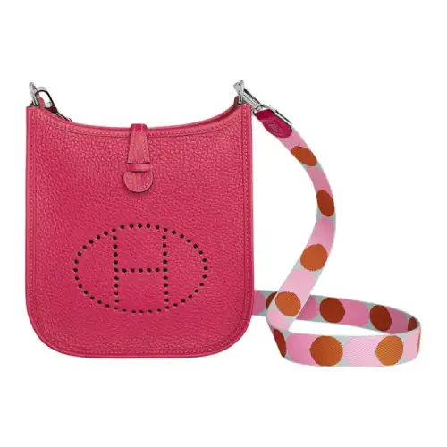 HERMES Evelyne Clemence Calfskin Crossbody Bag, Shoulder Bag 16 Women's Pink