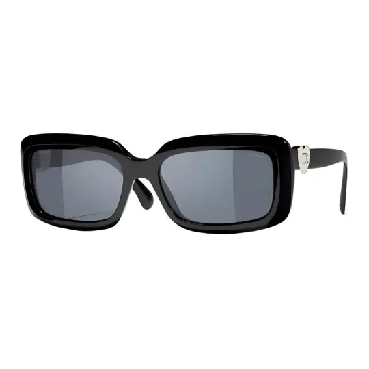 CHANEL Rectangular Sunglasses Unisex Black