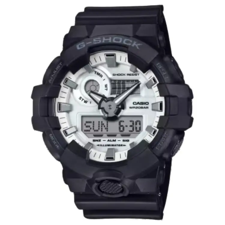 CASIO GA 700 Collection 200m Waterproof Quartz Movement Resin Strap Watch Unisex White Dial