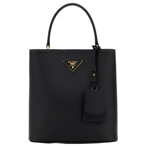 PRADA Panier Leather Shoulder Bag, Crossbody Bag, Handbag Medium Women's Black