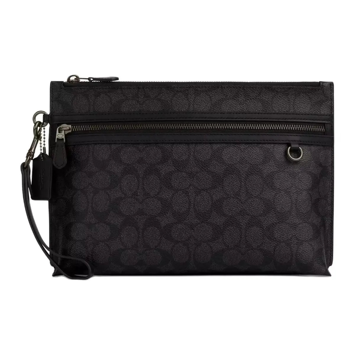 COACH Pouch Coated Canvas Clutch Large Unisex Black