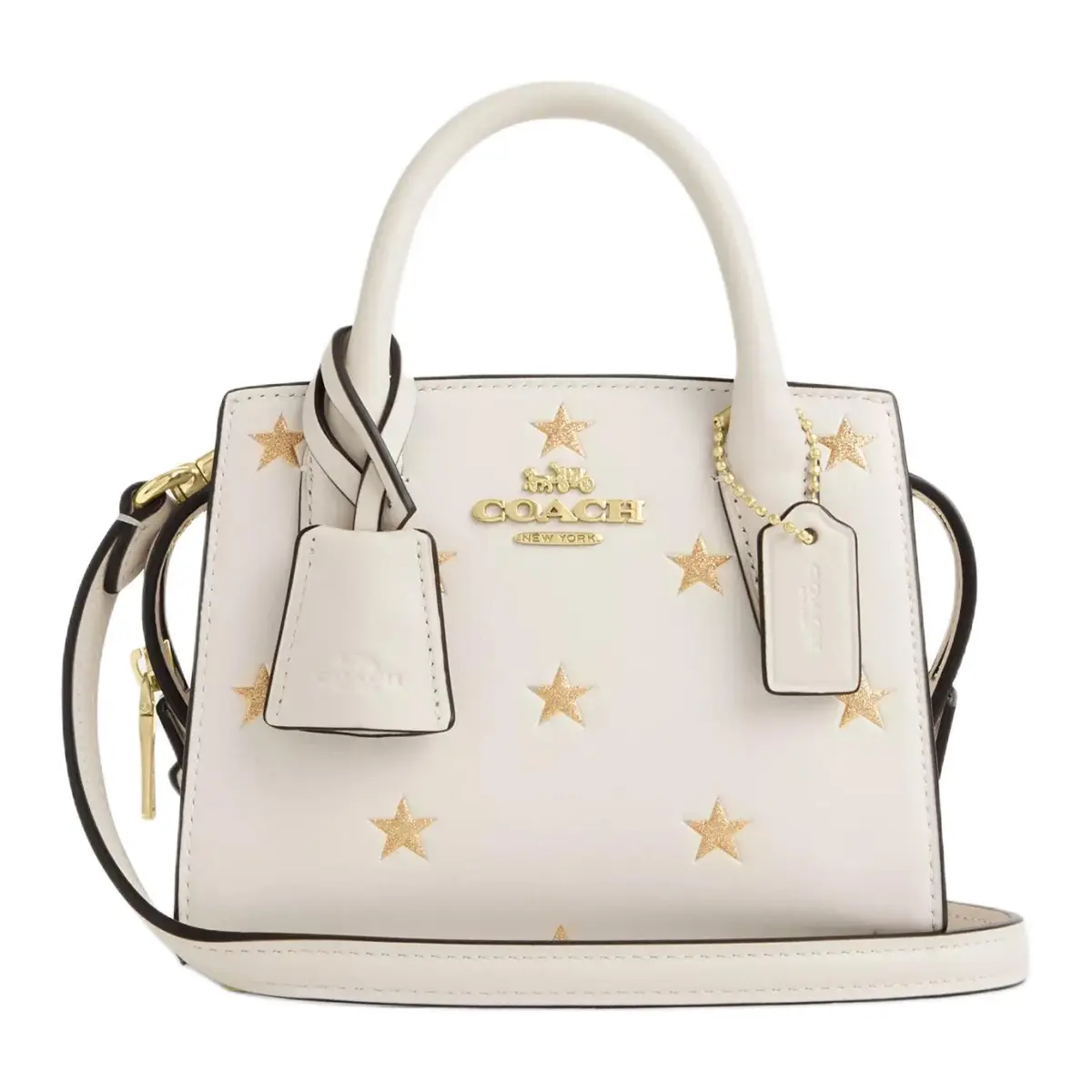 COACH Andrea Cow Leather Shoulder Bag, Crossbody Bag, Handbag Small Women's Chalk White