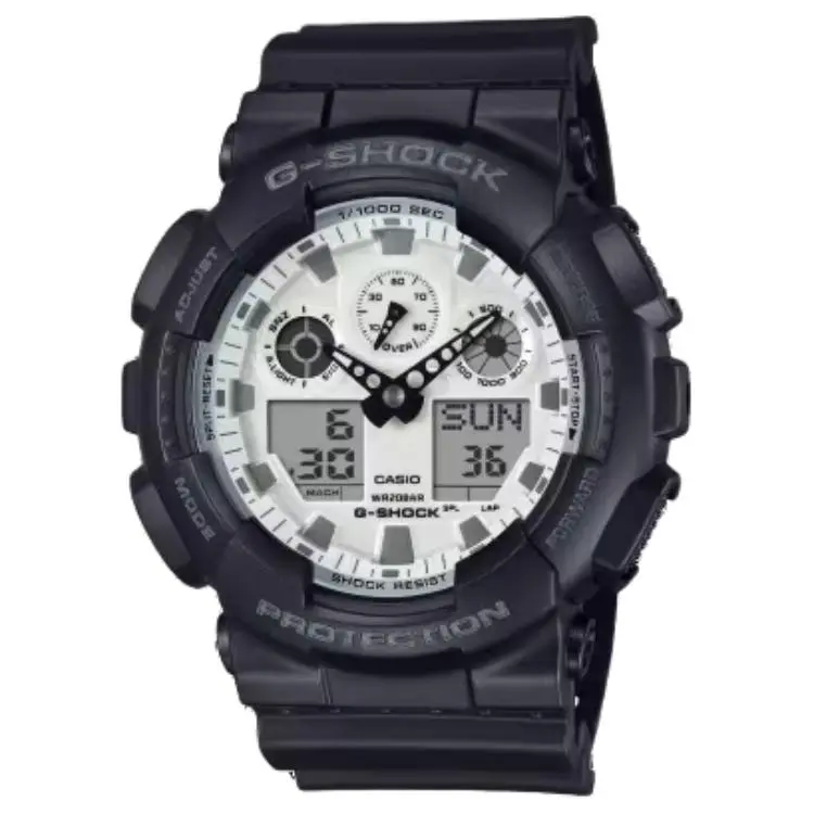 CASIO GA 100 200m Waterproof Quartz Movement Resin Strap Watch Unisex White Dial