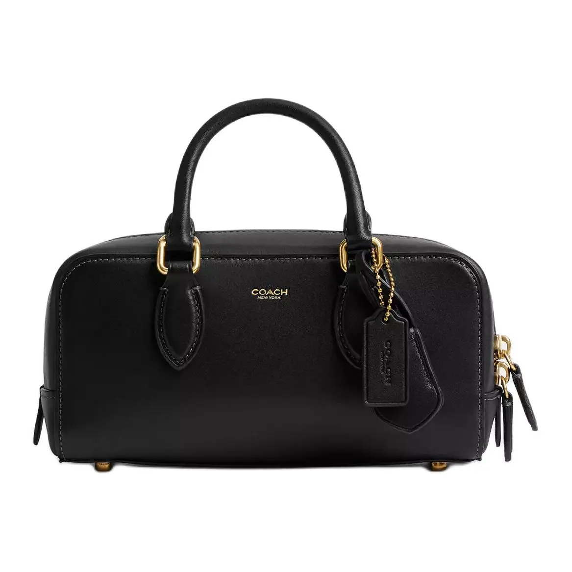 COACH Bowery Glove Tanned Leather Shoulder Bag, Crossbody Bag, Handbag Small Women's Brass & Black