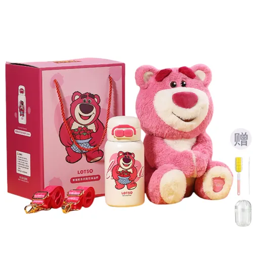 Disney Disney, strawberry, plush doll, vacuum cute thermos stainless steel, handheld high quality capacious glass, 520 ml