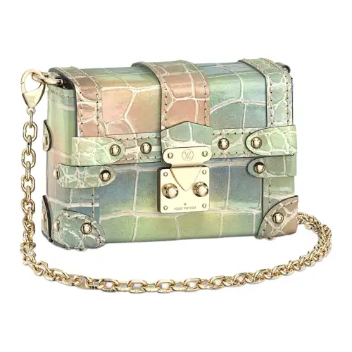 LOUIS VUITTON Trunk Bright Alligator Leather Crossbody Bag, Shoulder Bag Women's Pastel Coral