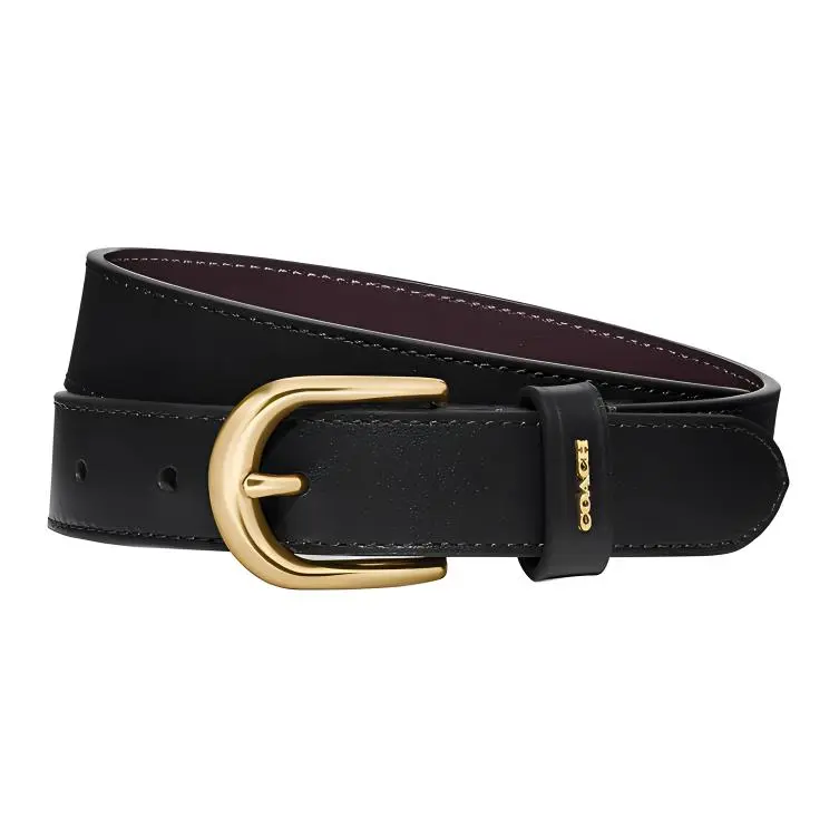 COACH Cow Leather Belts Women's Black Width 2.5cm