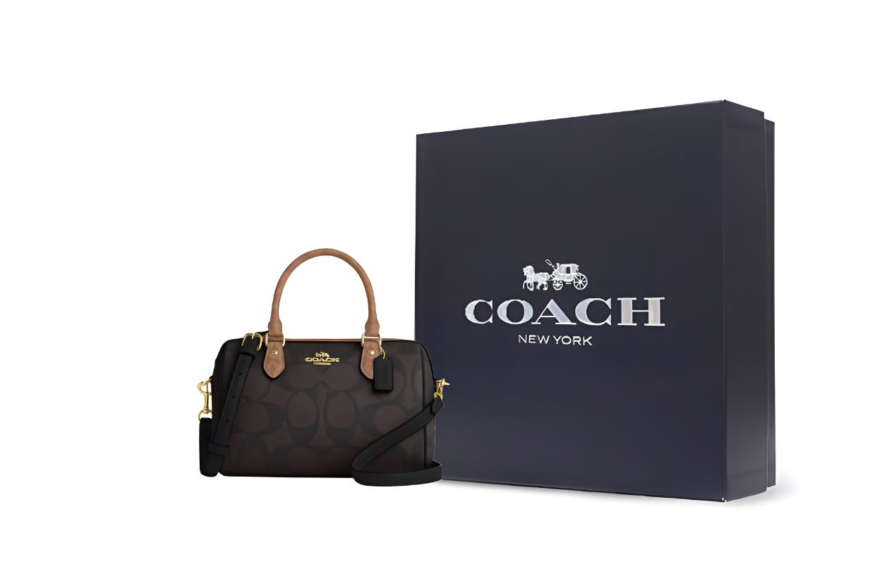 Женская сумка COACH Rowan 25 (коричневая) — фото 6
