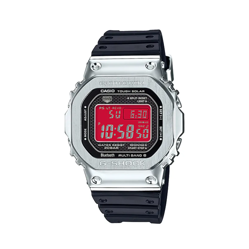 CASIO Custom Collection GMW B5000 1A Solar Movement Resin Strap Watch Unisex Red Watch Dial