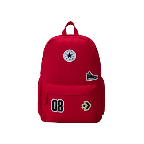 Converse 15L casual and versatile brand element patch label design, simple and fashionable polyester (polyester fiber) backpack, medium size, college red