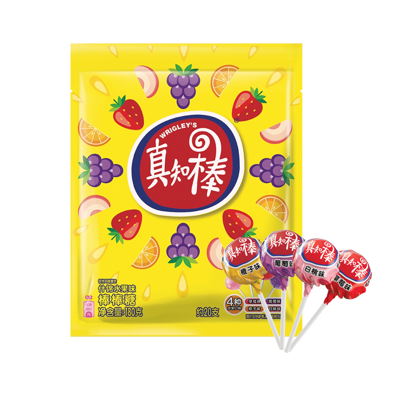 DOUBLEMINT Green Arrow Zhenzhi Stick Assorted Fruit Flavor Lollipops 20 bags 180g children's candy snacks