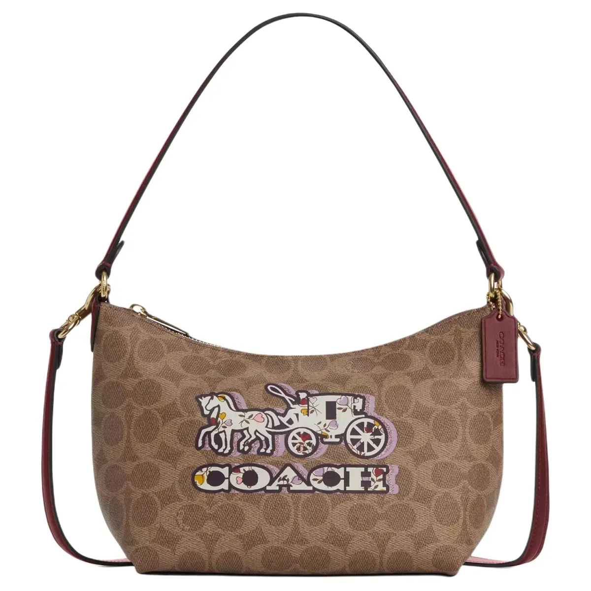 COACH Coated Canvas Shoulder Bag Shoulder Bags Small Women's Tan
