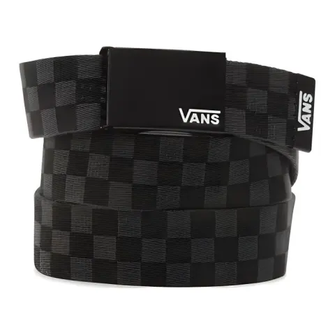 Vans Leather Belts Men's Gray Black Plaid