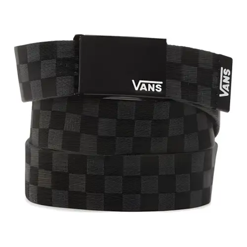 Vans Leather Belts Men's Gray Black Plaid