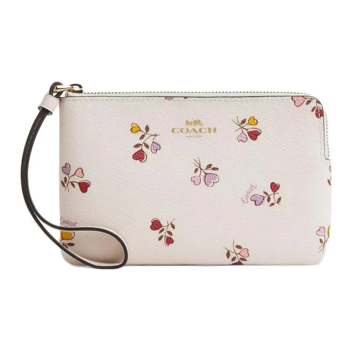 COACH Corner Zip Coated Canvas Clutch Small Women's Chalk Multicolor