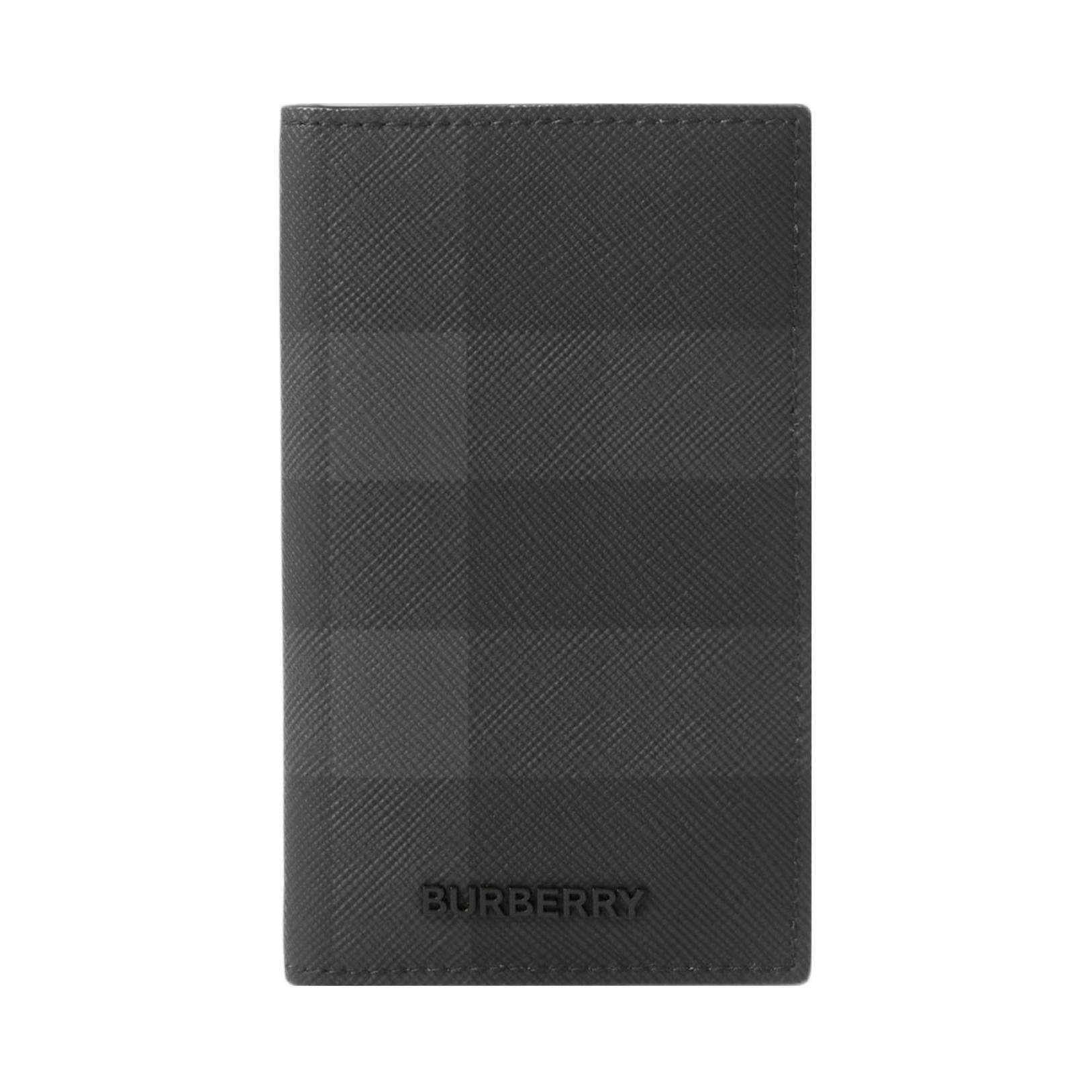 Burberry Artificial Leather With Cotton Card Holder Men's Charcoal Gray