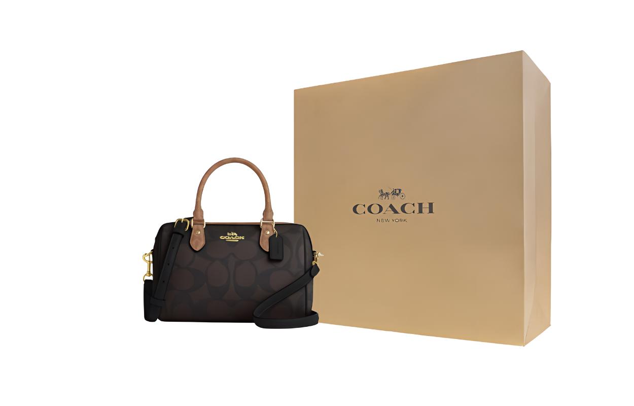 Женская сумка COACH Rowan 25 (коричневая) — фото 5