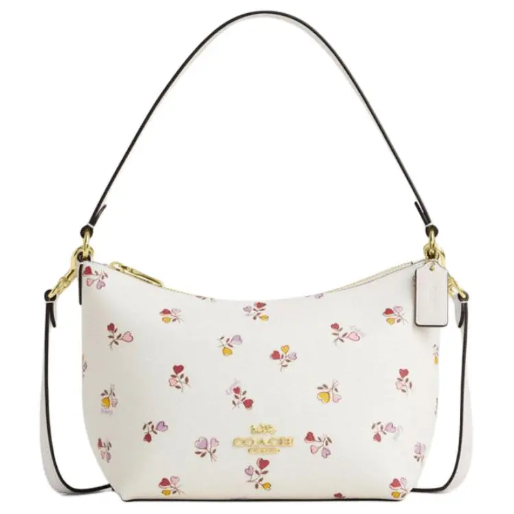 COACH Zip Top Crossbody Coated Canvas Portable Crossbody Bag, Shoulder Bag Small Women's White