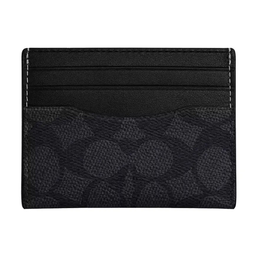 COACH Card Case Artificial Leather With Fabric And Cow Leather Card Holder Mini Unisex
