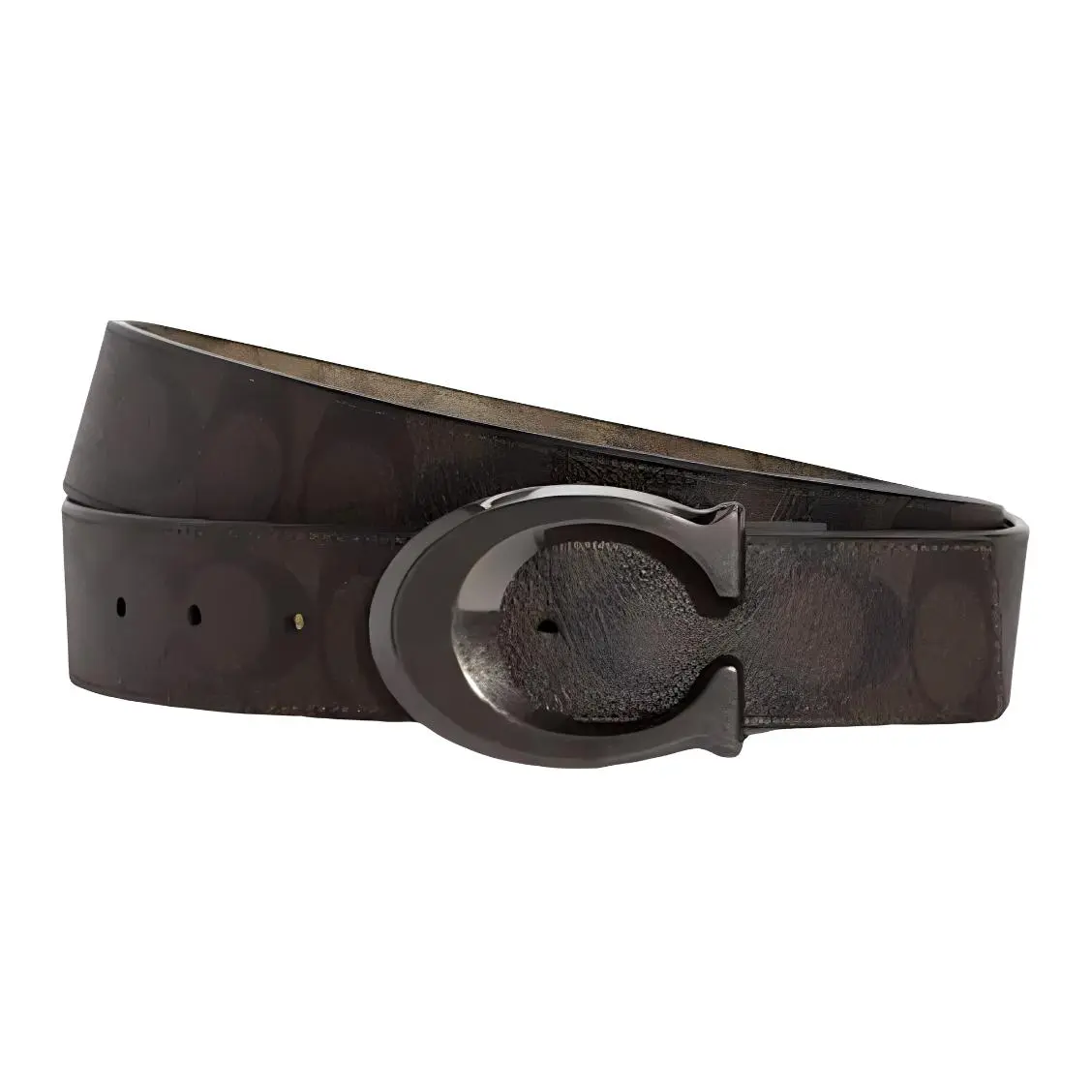 COACH PVC Polyvinyl Chloride Leather Belts Men's Tan/Brown Width 3.8cm