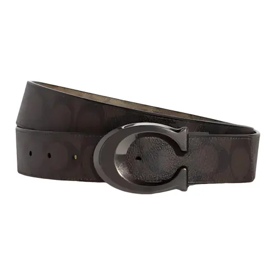 COACH PVC Polyvinyl Chloride Leather Belts Men's Tan/Brown Width 3.8cm
