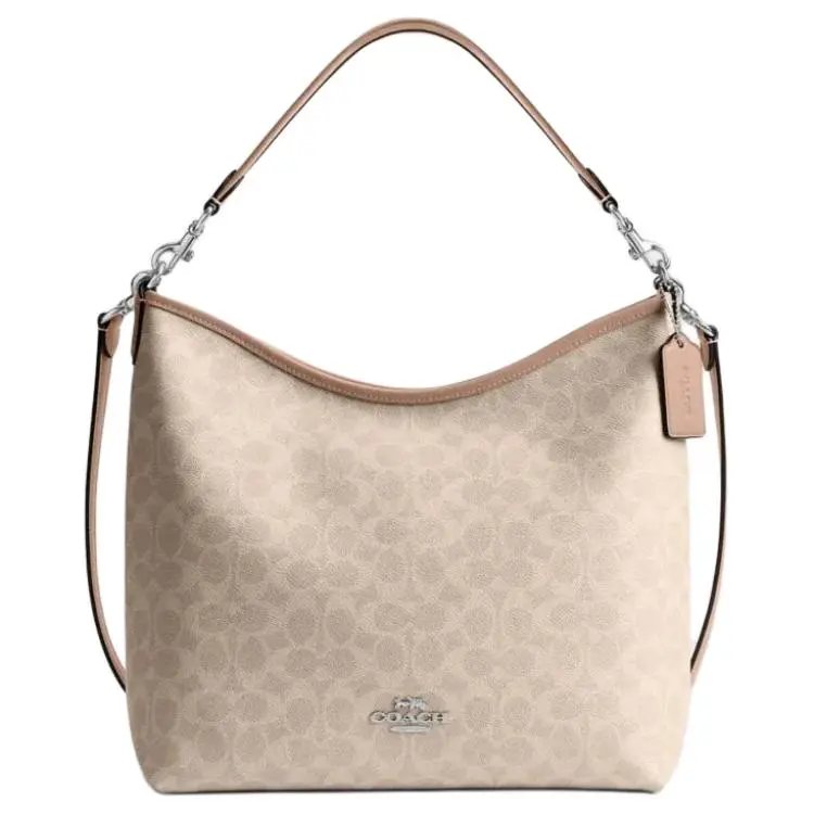 COACH Laurel Artificial Leather Shoulder Bag, Crossbody Bag Large Women's Sand Yellow