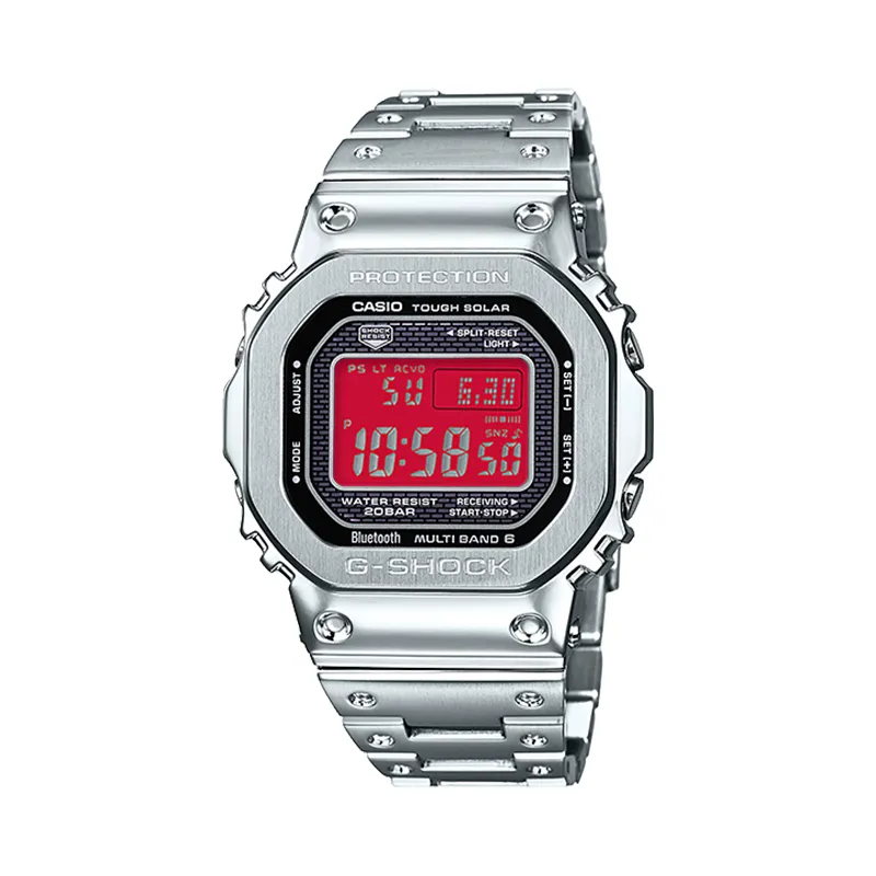 CASIO Custom Collection GMW B5000D 1A Solar Movement Metal Strap Watch Unisex Black Dial