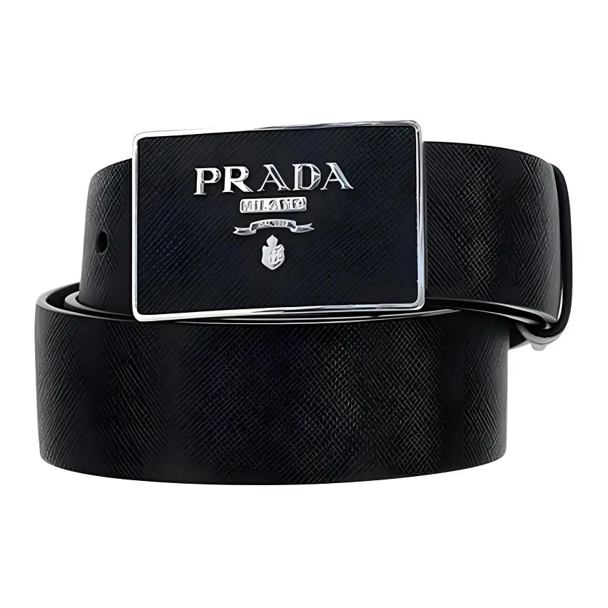 PRADA Logo Plaque Buckle Belt