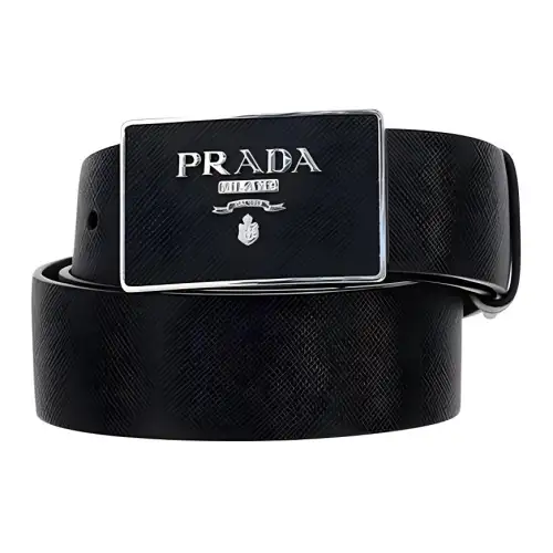 PRADA Logo Plaque Buckle Belt
