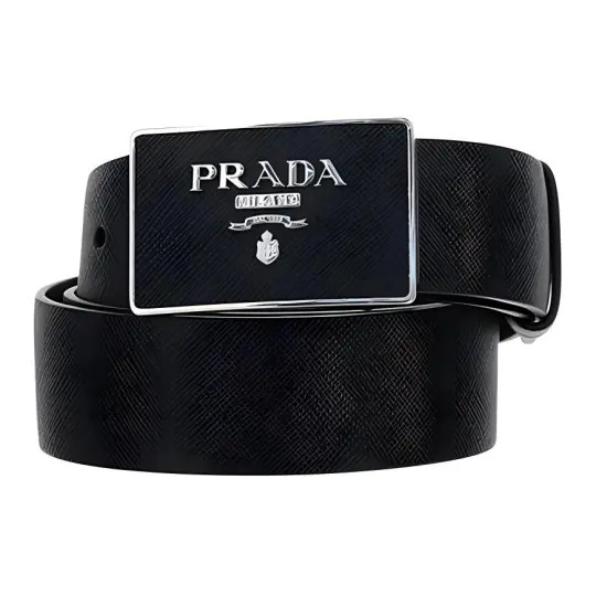 PRADA Logo Plaque Buckle Belt