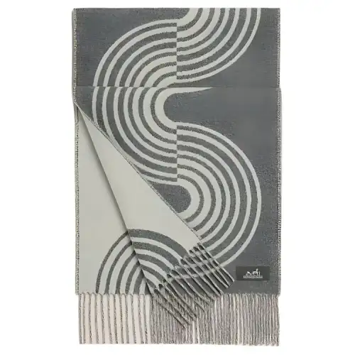 HERMES Knit Scarves Unisex Gray