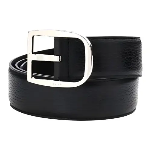 GUCCI Calfskin Leather Belts Men's Black Width 4CM
